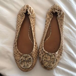 Tory Burch Snakeskin Reva Ballet Flats